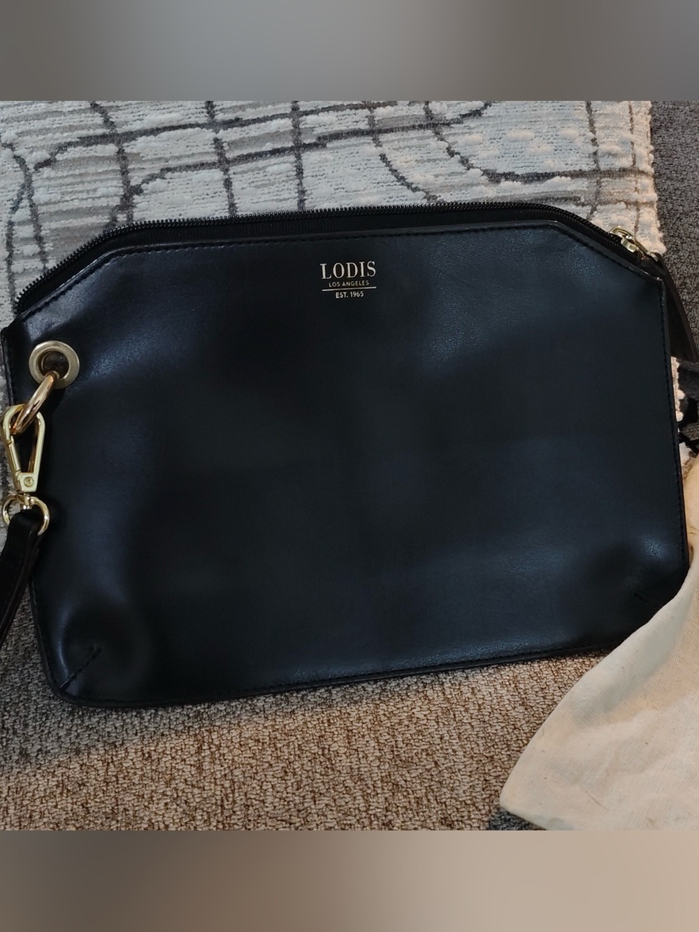 Lodis Women's Black Wristlet with Tan Interior